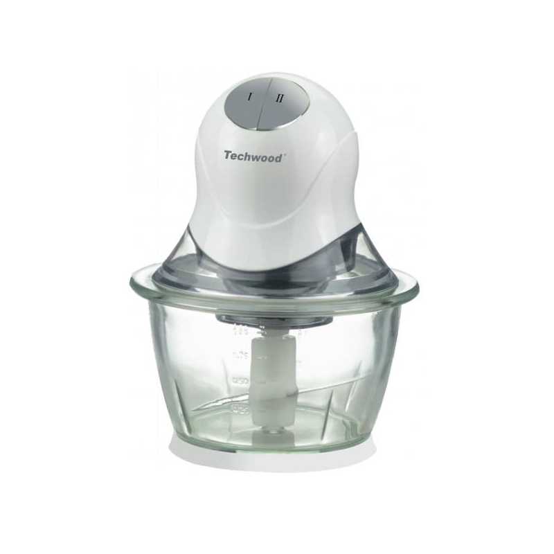 Mini Hachoir Bol Verre 600 Ml 300W Blanc TECHWOOD