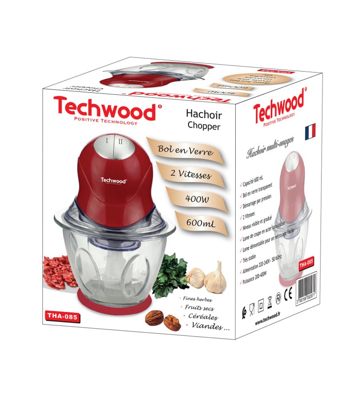 Mini Hachoir Bol Verre Rouge 600 Ml  TECHWOOD