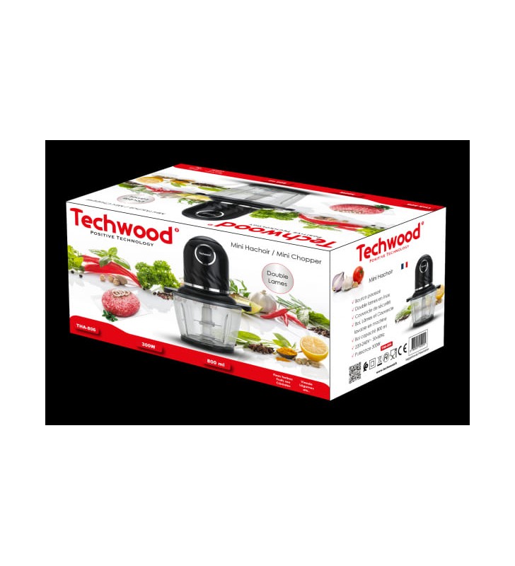 Mini Hachoir 800 Ml Noir 4 Lames En Inox TECHWOOD