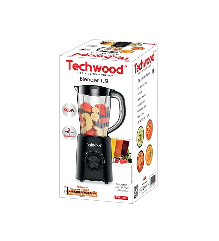 Blender Bol Plastique 500W  Noir TECHWOOD