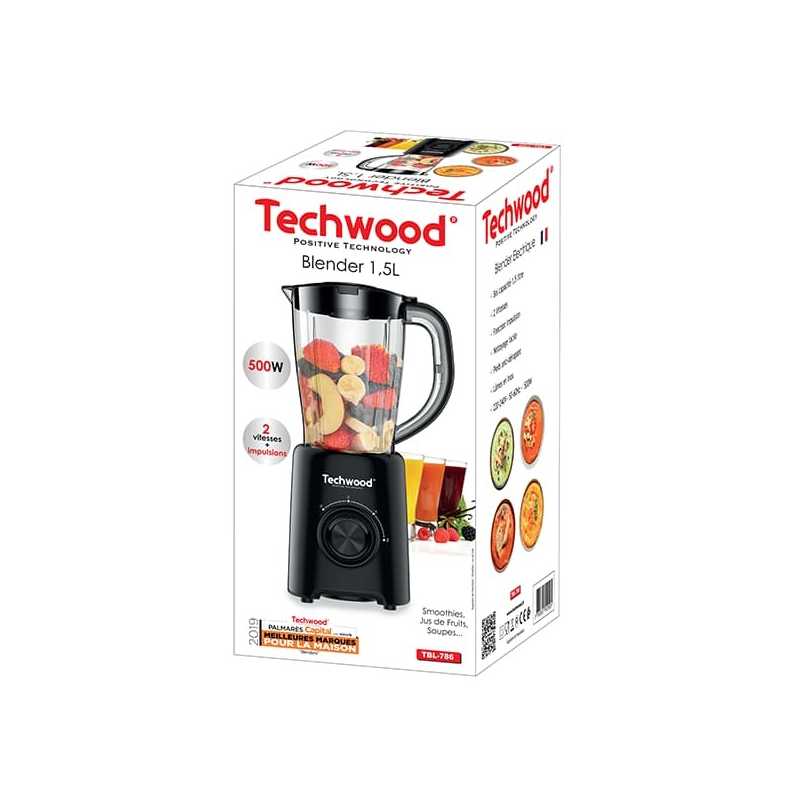 Blender Bol Plastique 500W  Noir TECHWOOD