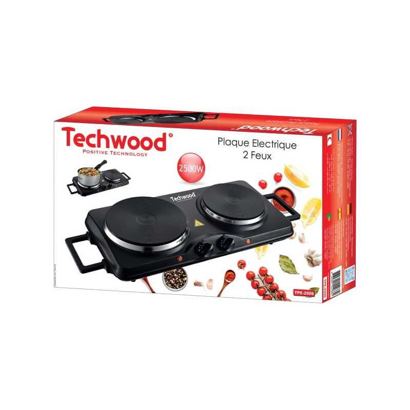 Plaque Électrique 2 Feux 2500W TECHWOOD