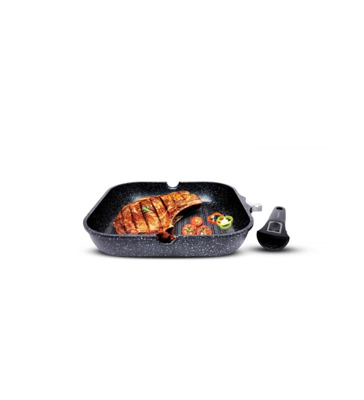 Grill Carre 28Cm Fonte Allu Manche Amovible TECHWOOD