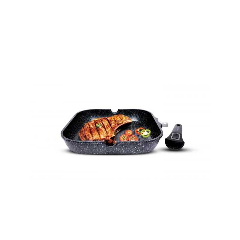 Grill Carre 28Cm Fonte Allu Manche Amovible TECHWOOD