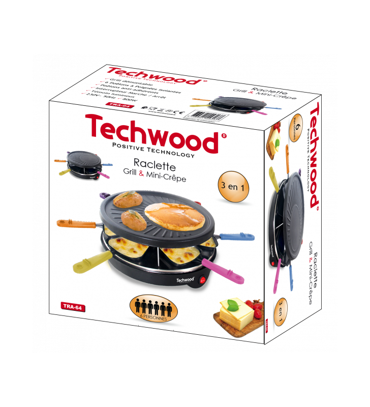 Raclette8 Personnes + Crêpière 900W TECHWOOD