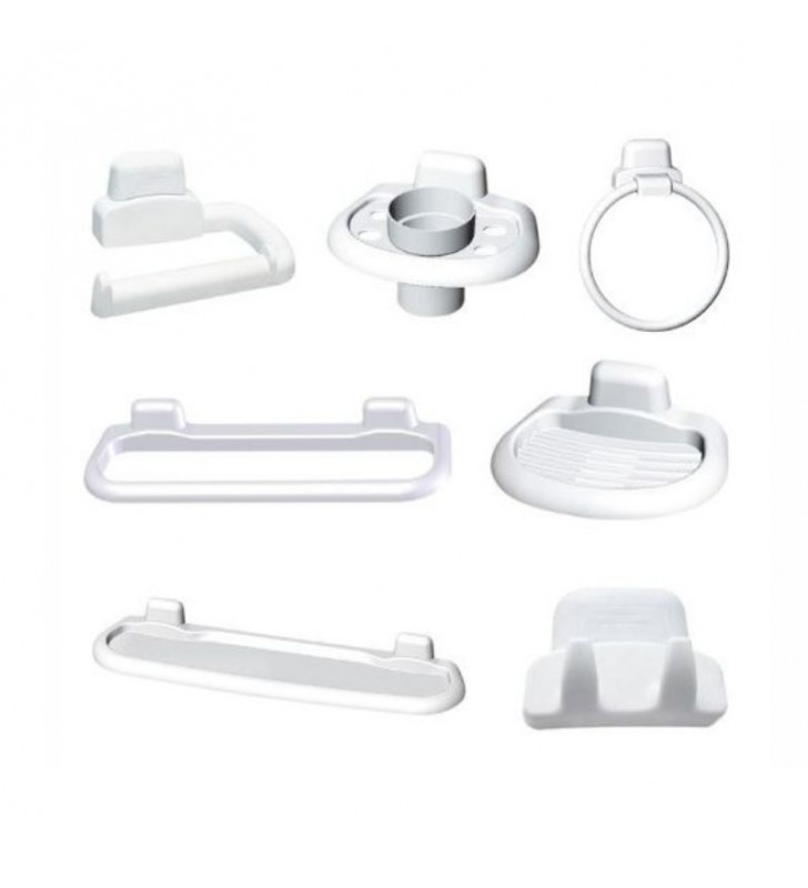 Ensemble De 7 Piéces Accéssoires De Salle De Bain Blanc LUXPLAST