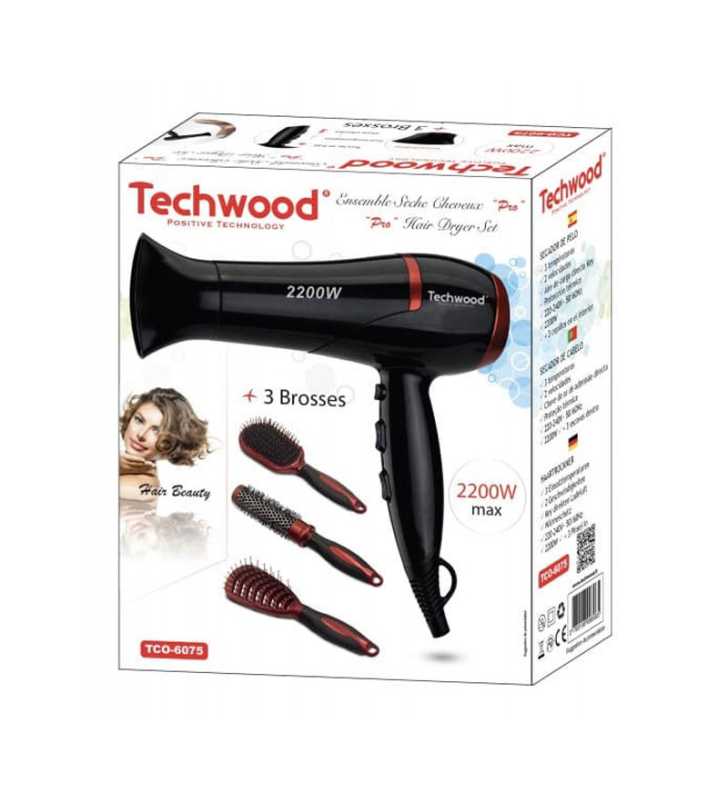 Séchoir 2200W Air Froid + 3 Brosses TECHWOOD