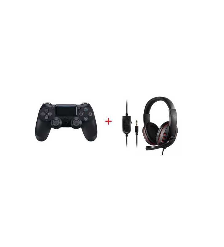 Pack Manette De Jeu Sans Fil Compatible Pour Ps4 + Casque Gaming