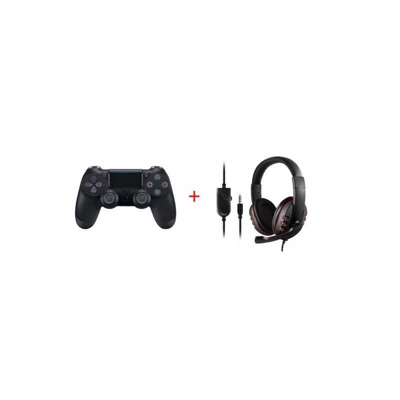 Pack Manette De Jeu Sans Fil Compatible Pour Ps4 + Casque Gaming