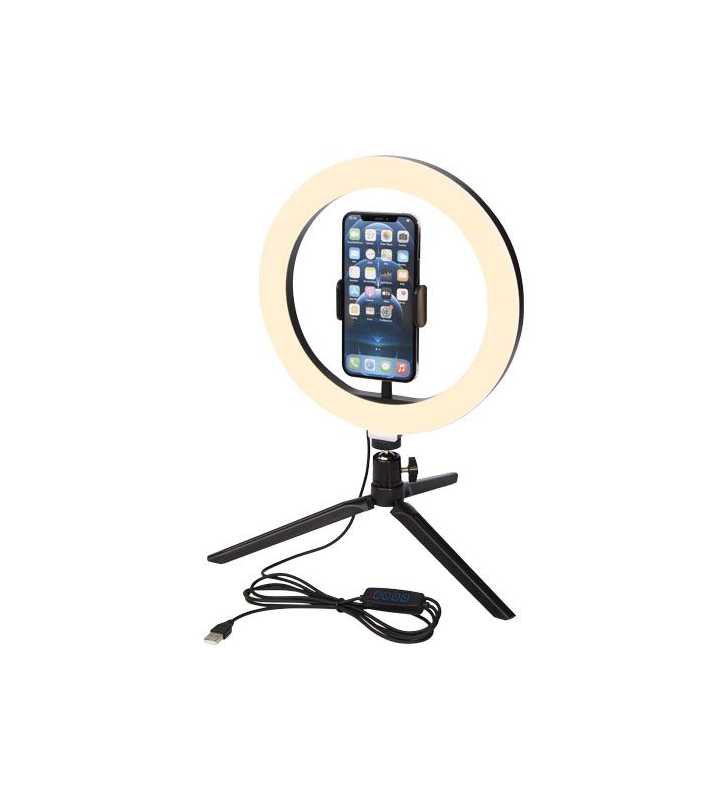 Support Téléphone Selfie Ring Light Noir + Trépied Pm