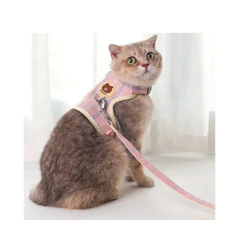 Harnais Ajustable En Nylon Rose Pour Chat Et Petit Chien Taille M KAFULI