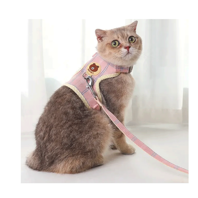 Harnais Ajustable En Nylon Rose Pour Chat Et Petit Chien Taille M KAFULI