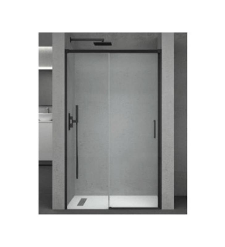 Porte de Douche 6 mm Noir Mate 1 Portes Coulissantes 1 Fixe 6Y1077 180*2