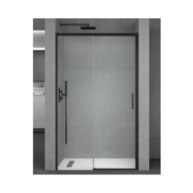 Porte de Douche 6 mm Noir Mate 1 Portes Coulissantes 1 Fixe 6Y1077 180*2