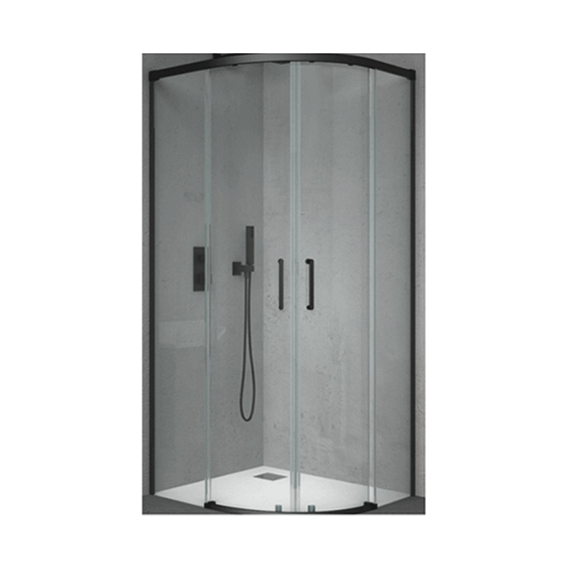 Cabine de Douche 6 mm Carrée Noir Mat 2 Portes Coulissantes 2 Fixes 6Y1