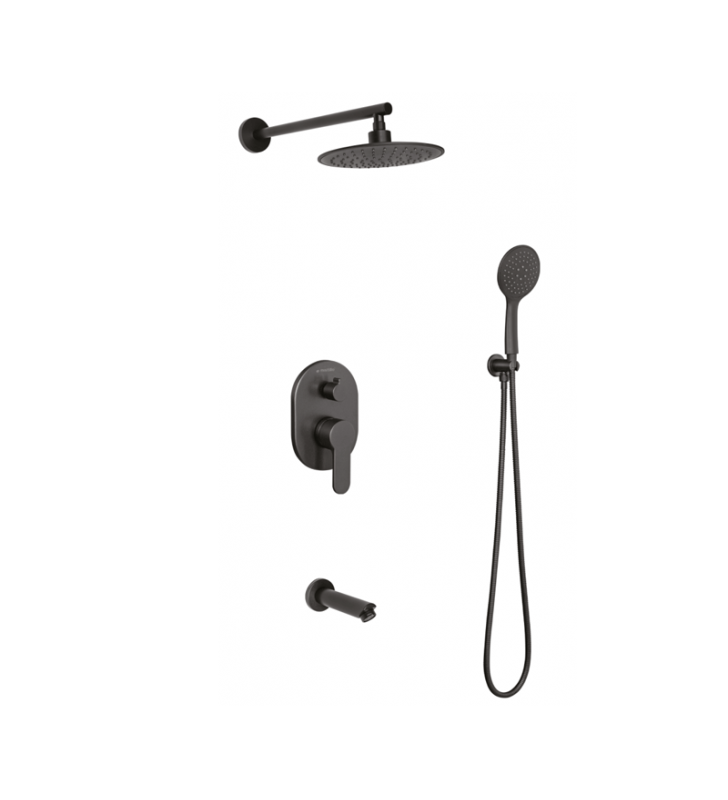 Ensemble Douche Encastré Avec Inverseur Rond 22 Noir 126 MAK