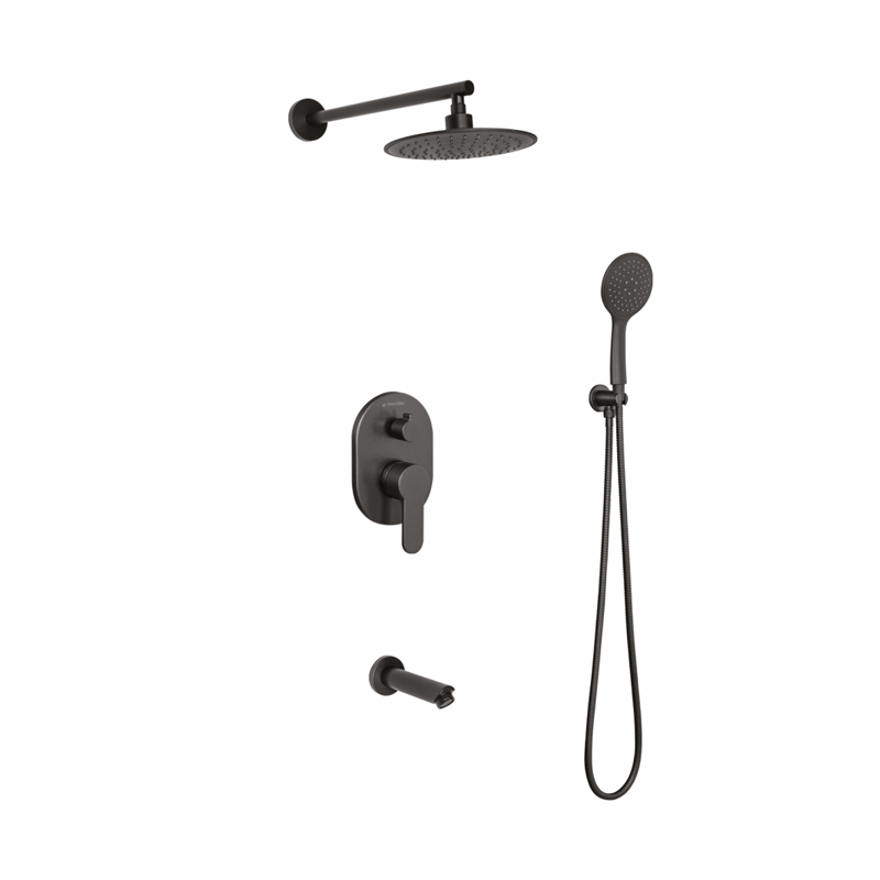 Ensemble Douche Encastré Avec Inverseur Rond 22 Noir 126 MAK