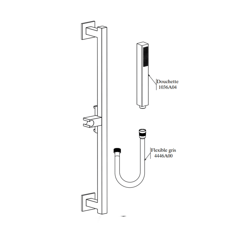 Barre de Douche Avec Flexible 1.5 m Et Douchette Zarzis SOPAL