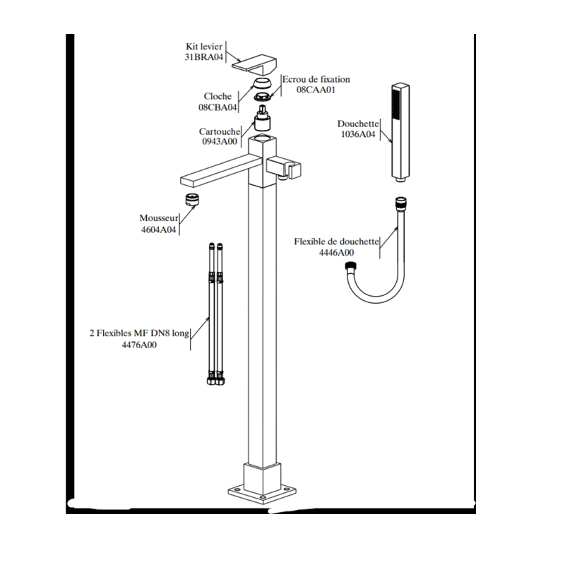 Mitigeur de Bain Douche Sur Pied Eljem SOPAL