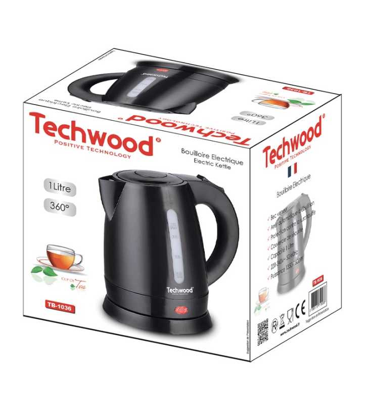 Bouilloire noir 1L - TB-1036 - TECHWOOD