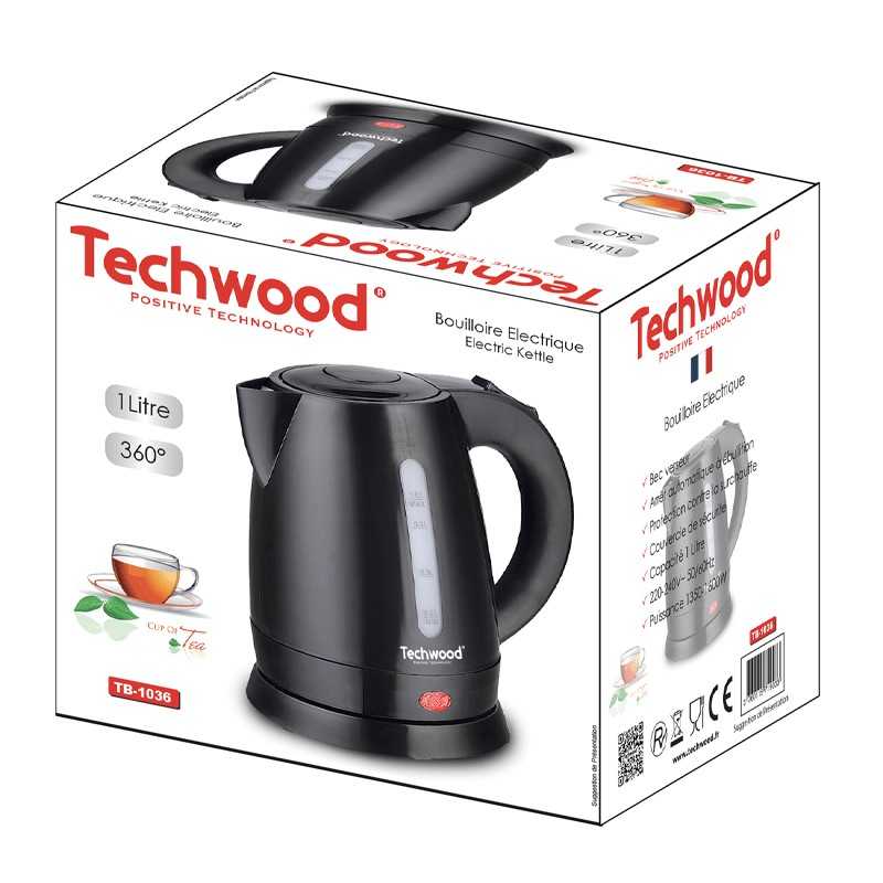 Bouilloire noir 1L - TB-1036 - TECHWOOD