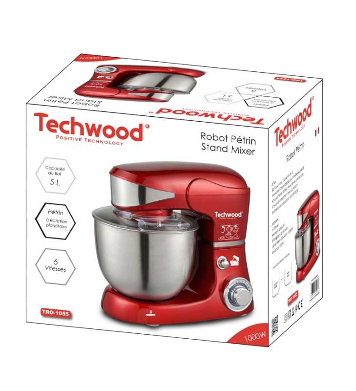 Robot pétrin Rouge bol inox - TRO-1055 - TECHWOOD