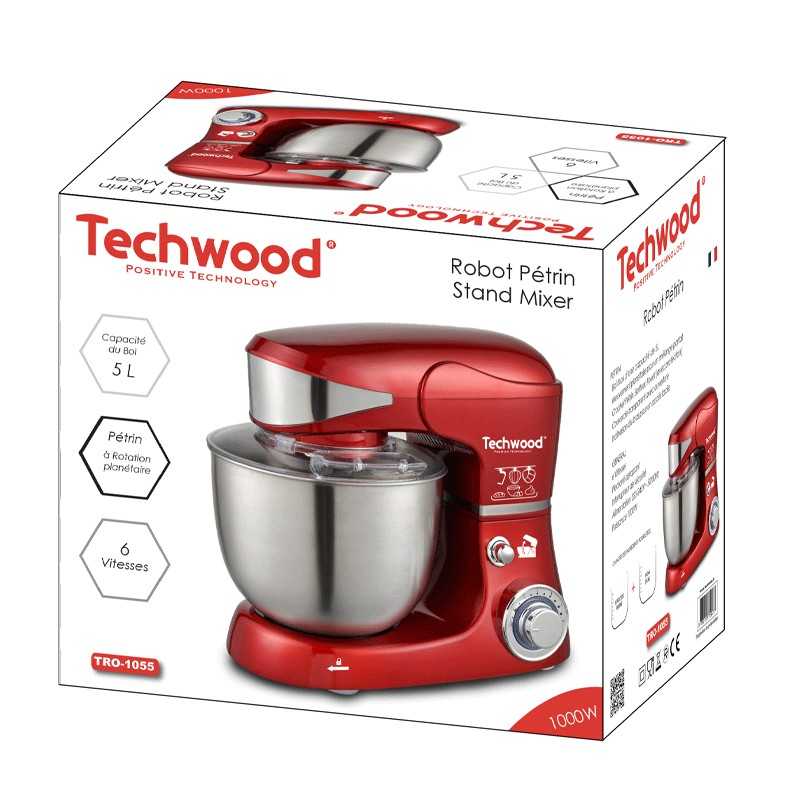 Robot pétrin Rouge bol inox - TRO-1055 - TECHWOOD