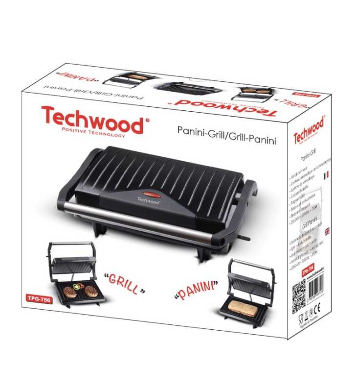 Panini Grill à contact couv noir - TPG-756 - TECHWOOD