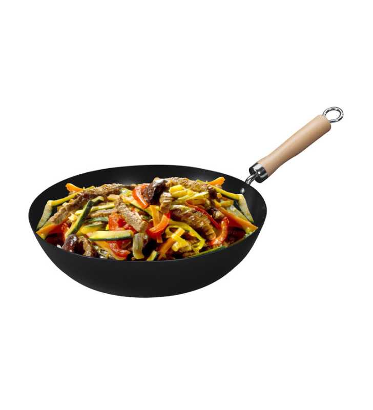 Wok 30 cm manche en bois - FACKELMANN