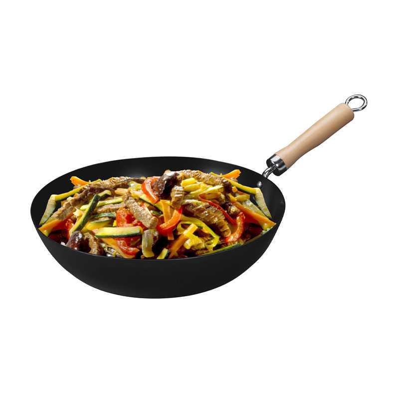 Wok 30 cm manche en bois - FACKELMANN