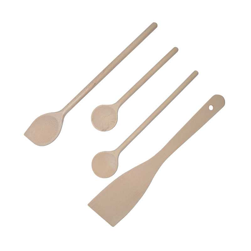 Set 3 cuillers bois (20+25+30 cm) + spatule 30cm - FACKELMANN