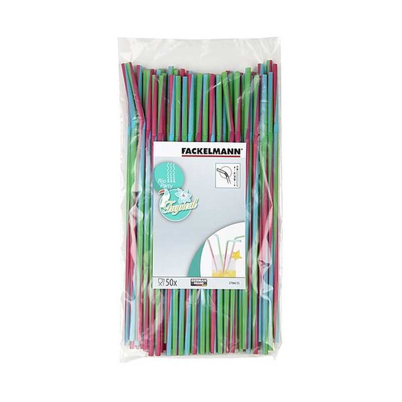 50 pailles flexibles tropical - FACKELMANN