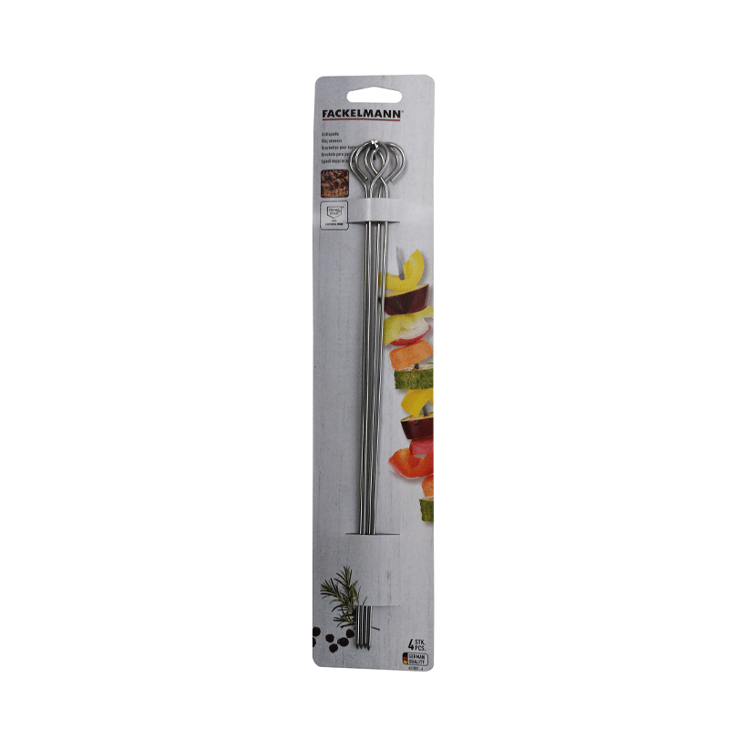 Set de 4 brochettes doubles en acier - FACKELMANN