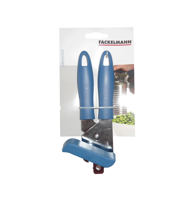 Ouvre boite inox ailette bleue - FACKELMANN