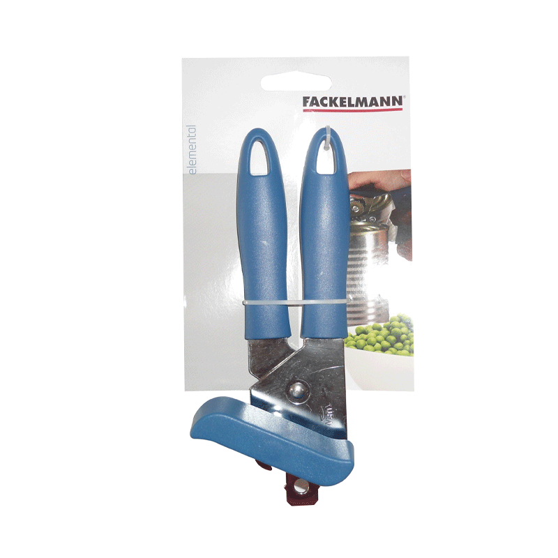 Ouvre boite inox ailette bleue - FACKELMANN