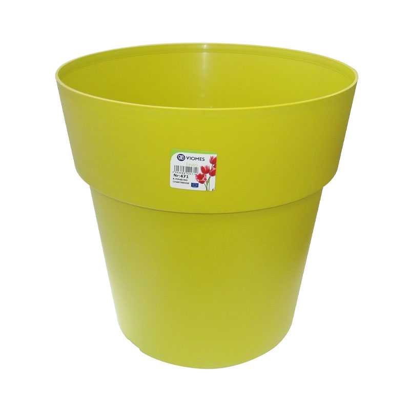 Pot Linéa sans anneau chartreuse D16xh15.5cm - Viomes