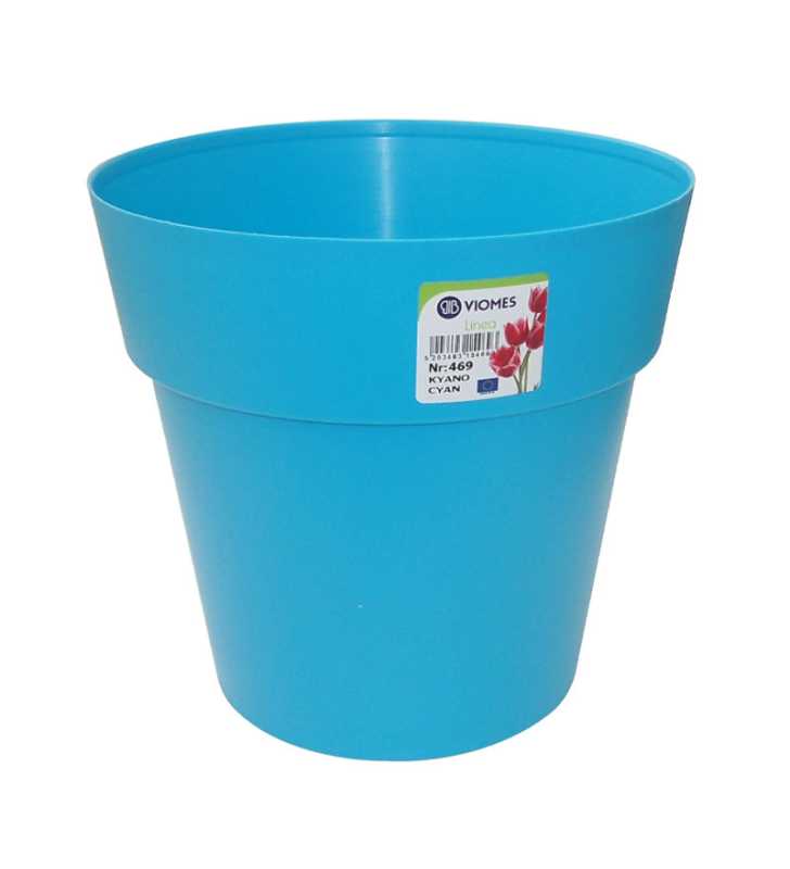 Pot Linéa sans anneau cyan D16xh15.5cm - Viomes