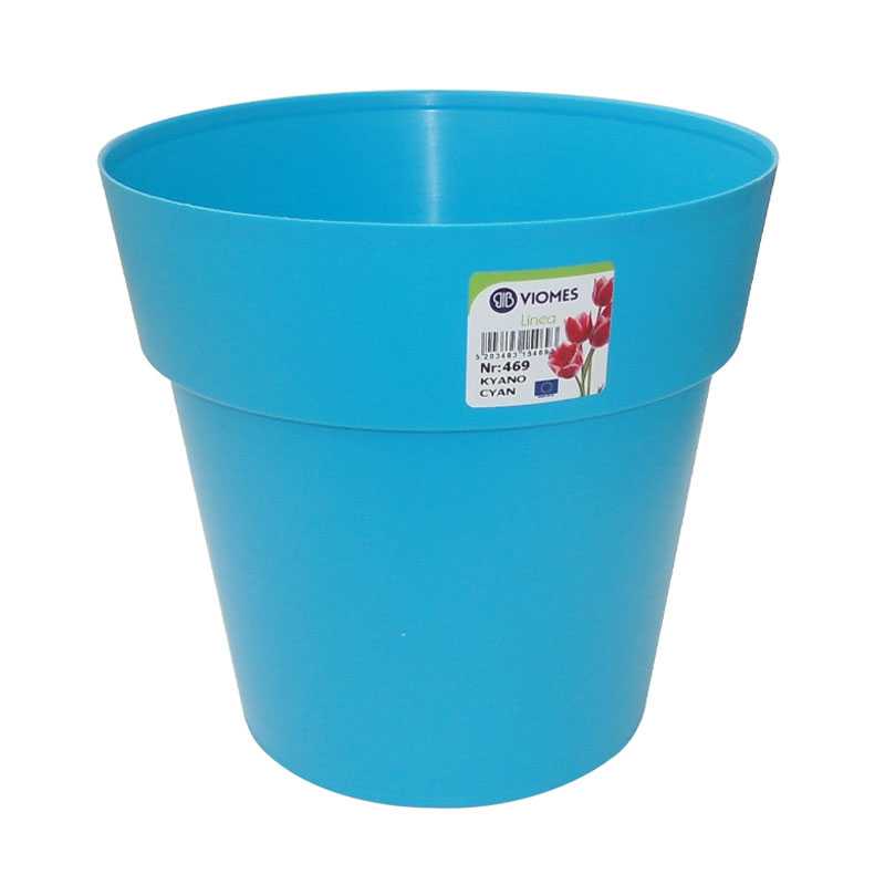 Pot Linéa sans anneau cyan D16xh15.5cm - Viomes