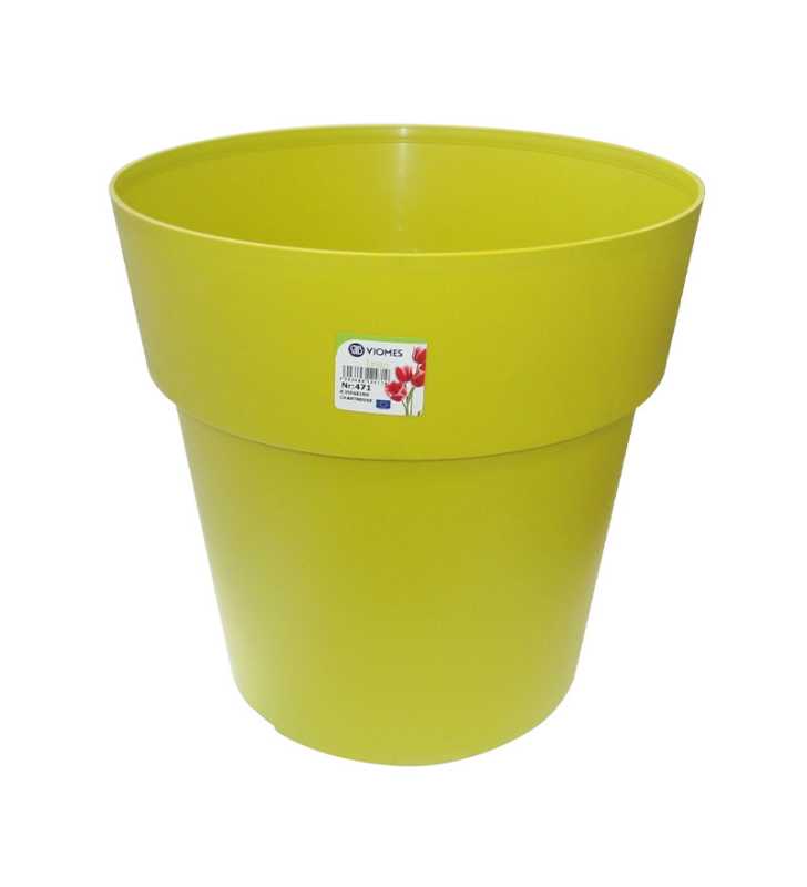 Pot Linéa sans anneau chartreuse D25xh24cm - Viomes