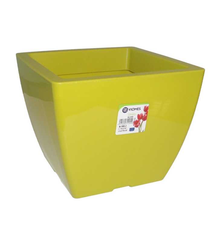 Pot linéa square gloss chartreuse 15x15x12.5 cm - Viomes