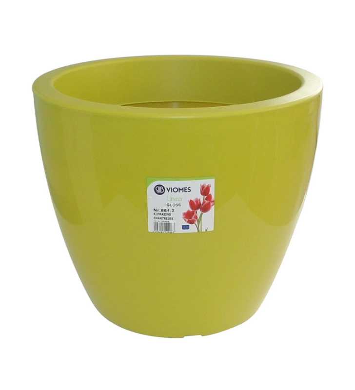 Pot linéa gloss Chartreuse D25xh21cm - Viomes