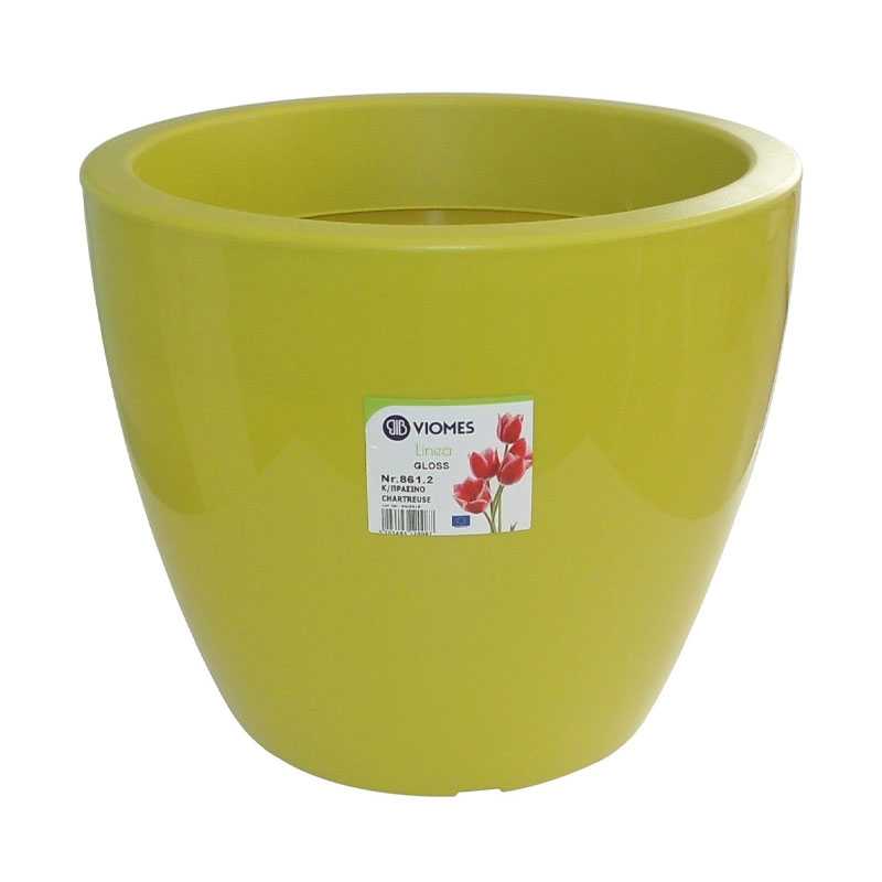 Pot linéa gloss Chartreuse D25xh21cm - Viomes