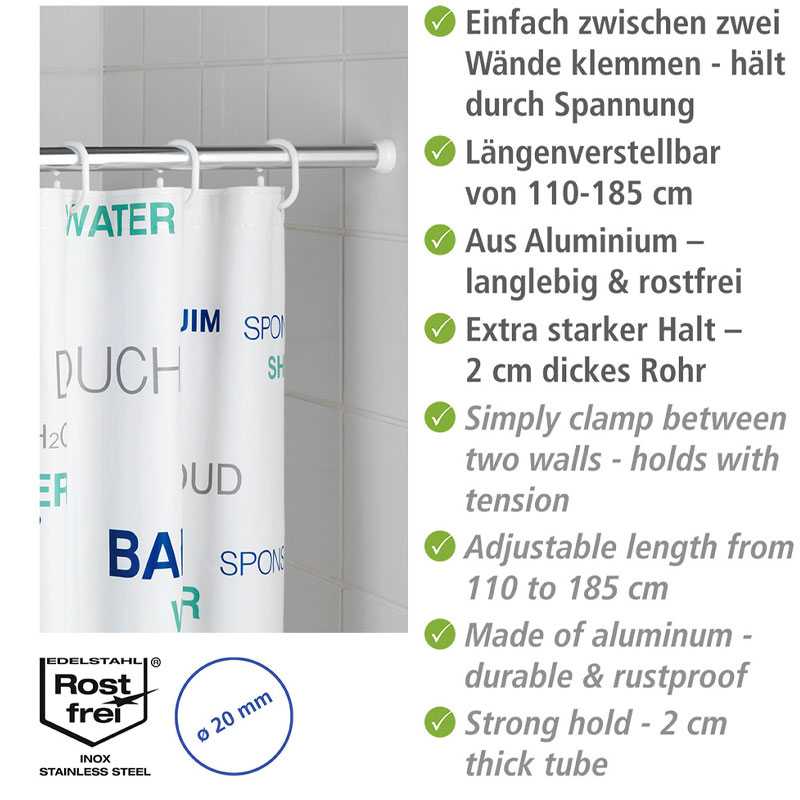 Barre de douche télescopique 110-185 cm chromé - WENKO