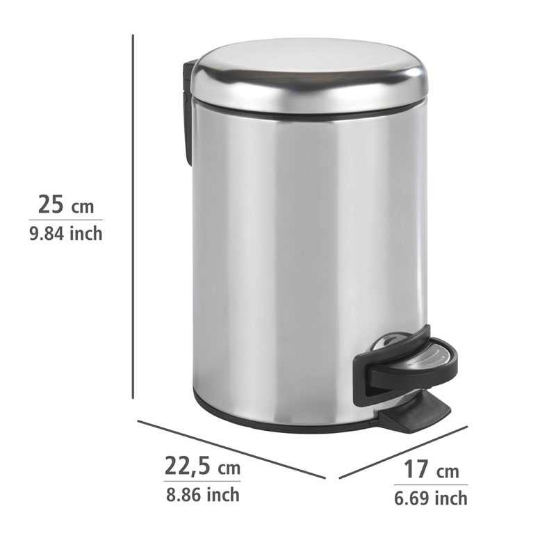 Poubelle à pédale Leman inox brillant 3 L - WENKO