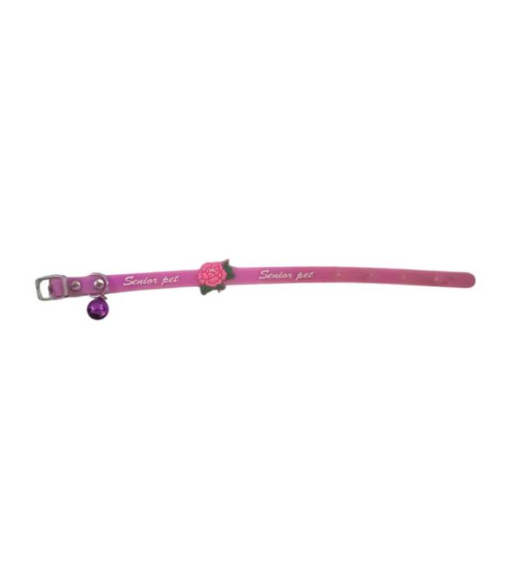 Collier en silicone lumineux réglable rose  pour chat avec clochette