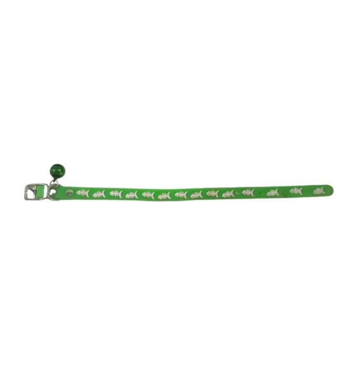 Collier vert en silicone lumineux réglable pour chat avec clochette