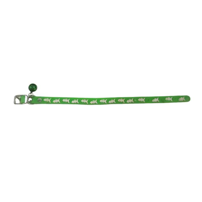 Collier vert en silicone lumineux réglable pour chat avec clochette