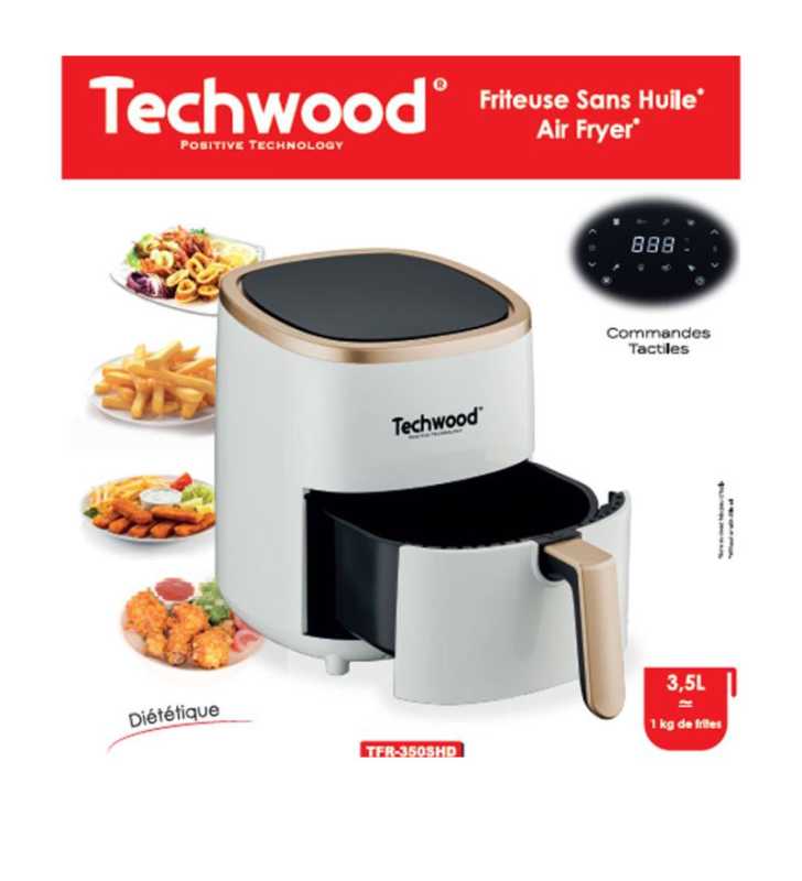 Friteuse digitale sans huile 3.5 L - blanc TFR-350SHD - TECHWOOD