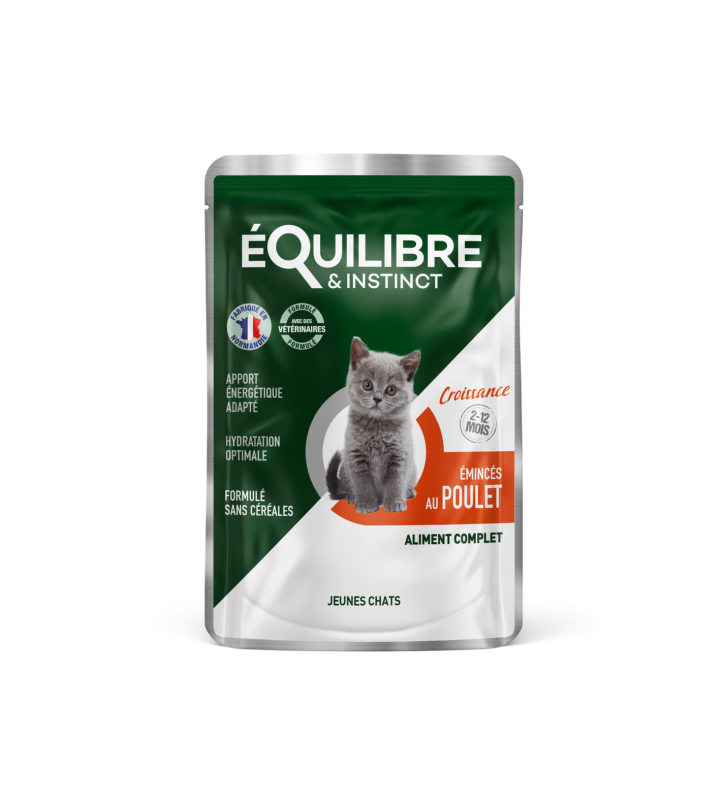 E&I EFFILÉS CROISSANCE CHATON POULET / LAIT SPIRULINE 85G