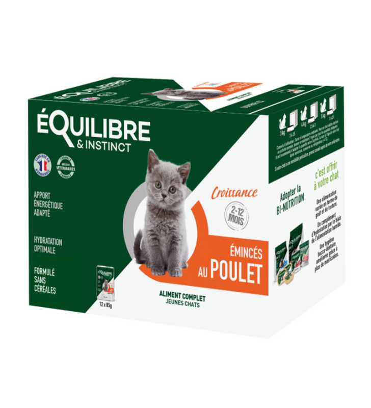 E&I EFFILÉS CROISSANCE CHATON POULAT / LAIT SPIRULINE  12X85G